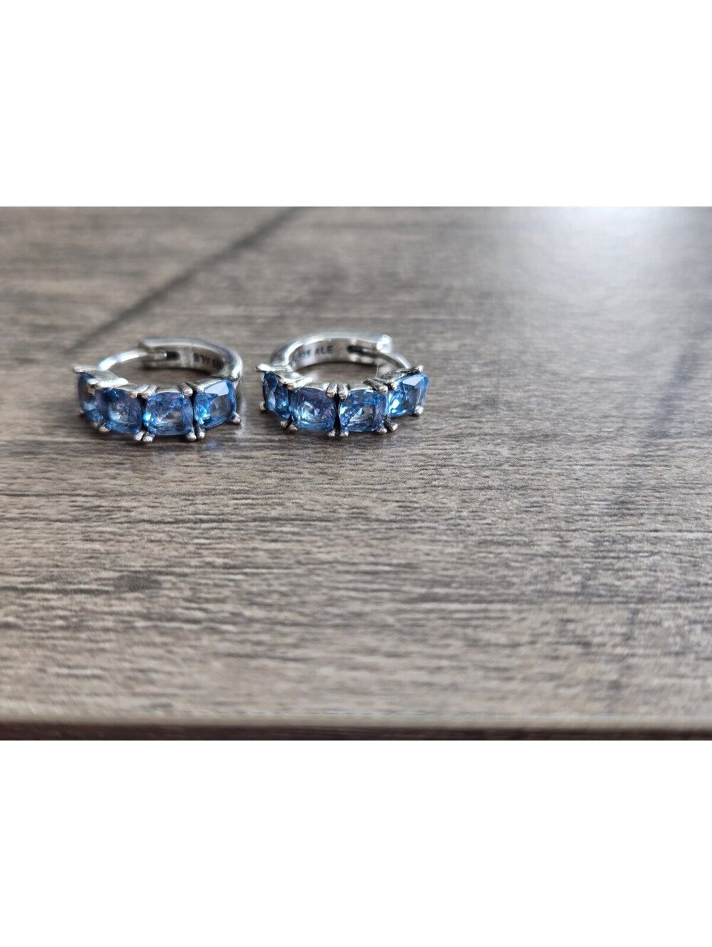Blue Cubic Zirconia pandora hoop earrings